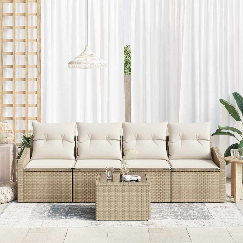 Garten-Sofa-Set 5 pcs Beige und Creme 55 x 55 x 37 cm